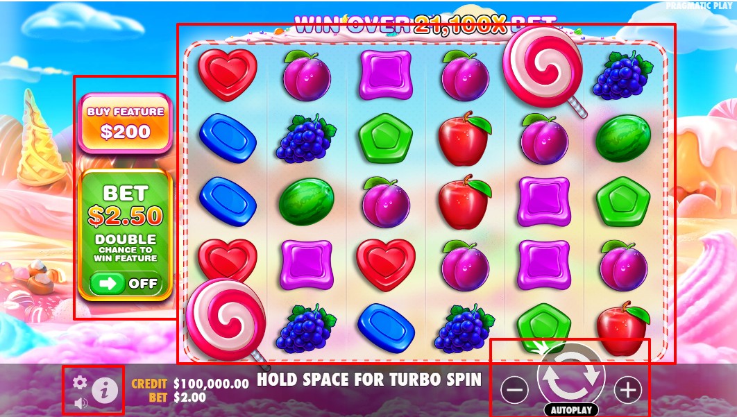 Sweet Bonanza Slots machine interface