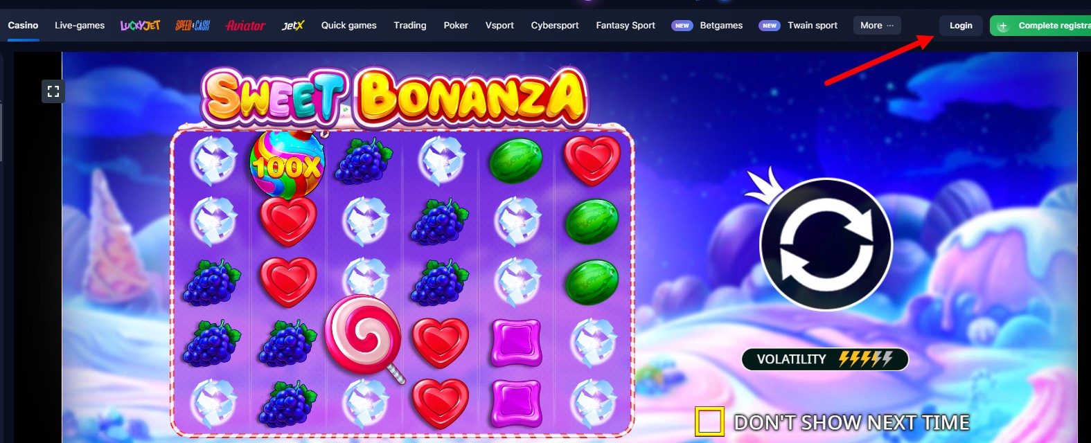 sweet bonanza slot login